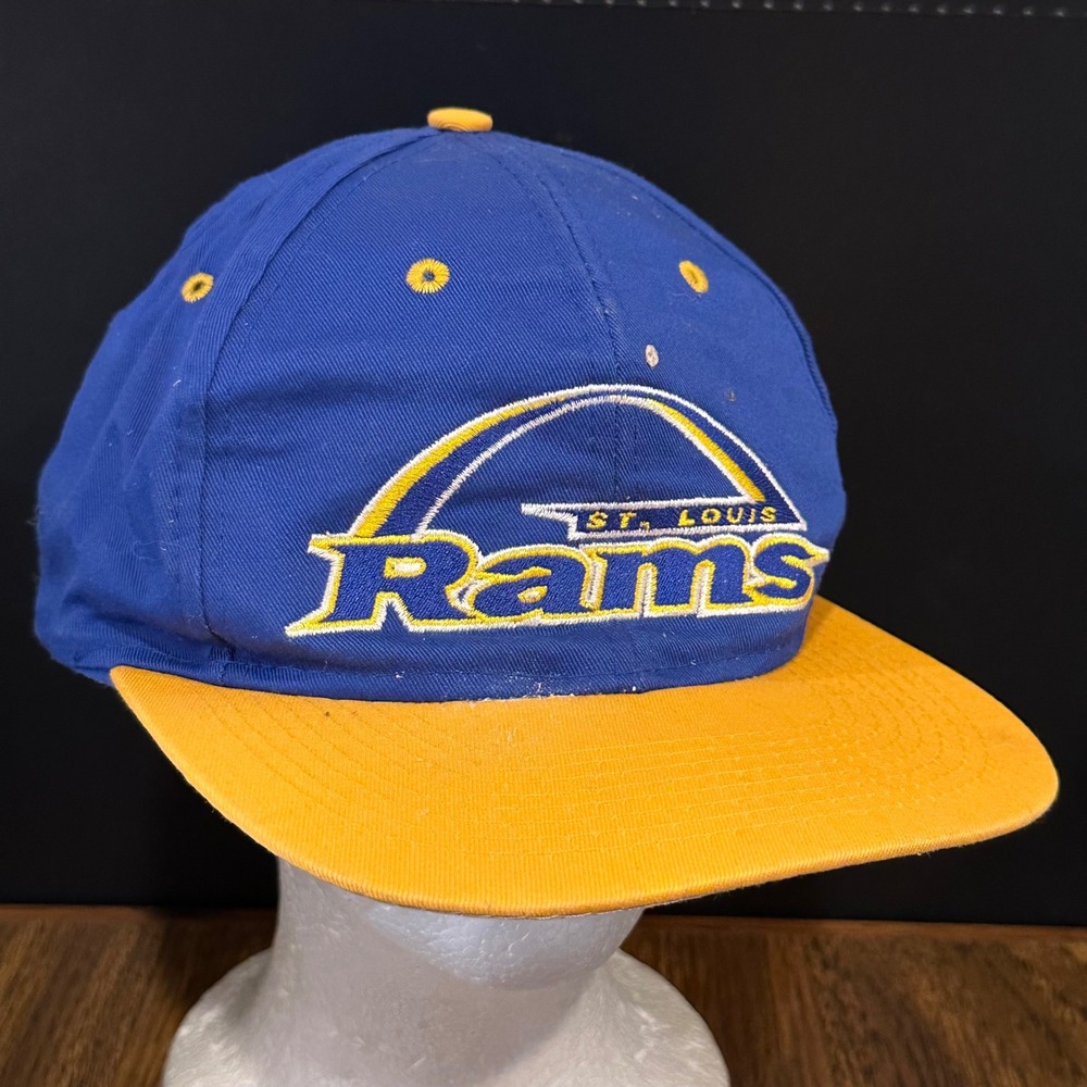 Vintage St Louis Rams Logo 7 Snapback Hat Blue Gold NFL Football Cap Arch Logo